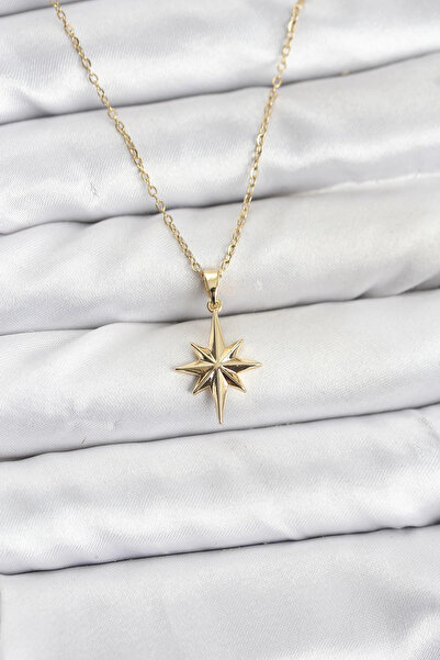 lowell home 316L Steel Chain Gold Color Polar Star Model Women's Necklace