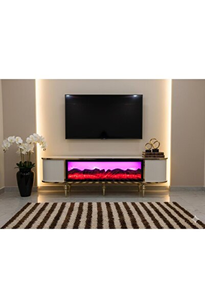 Alıcıoğlu Mobilya BLUETOOTH'LU ŞÖMİNELİ TV SEHPASI