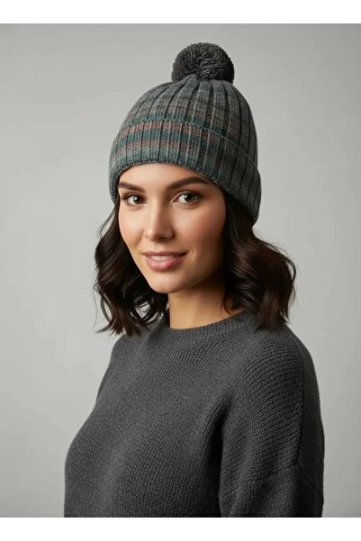 CANMODA Recien Unisex Smoked Pompon Knitted Beanie Standard