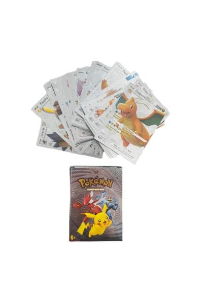 Pokemon Set de 55 de cărți, personaje diferite, 3 ani+, argintiu, carton laminat