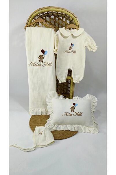 Nakisatolyemiz Yeni Doğan 4 Katlı % 100 Pamuklu Müslin İsme Özel Hastane Çıkı...