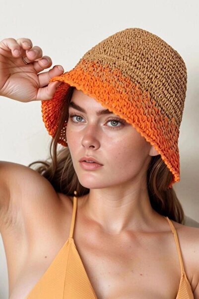 keisy Hand Knitted Straw Premium Black Bucket Hat