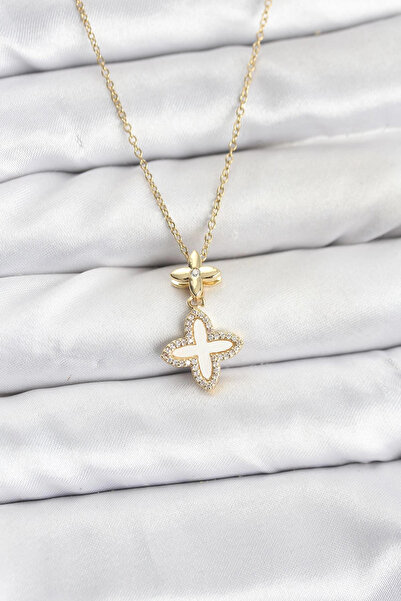 lowell home 316L Steel Chain Gold Color 4-Leaf Clover Model Zircon Stone Wome...