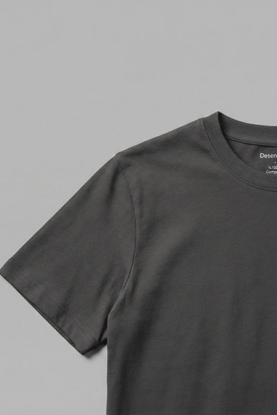 DESEN ATÖLYESİ Cotton Smoked Basic Crew Neck Short Sleeve Casual T-Shirt for Men - Women