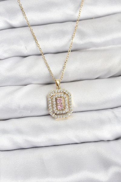 lowell home 316L Steel Chain Gold Color Plate Model Zircon Stone Women's Neck...