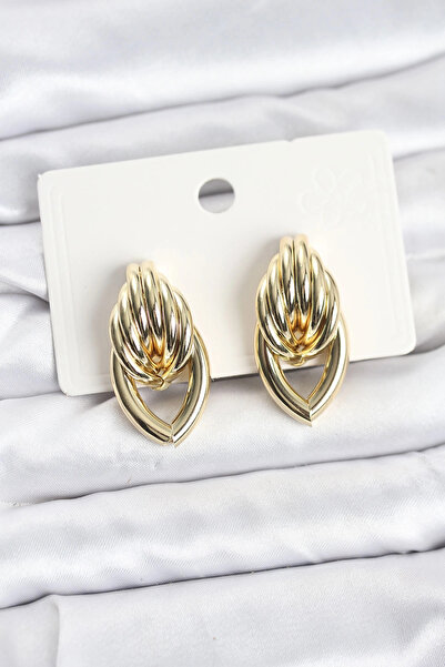 lowell home Brass Gold Color Spiral Drop Model Vintage Women's Earrings