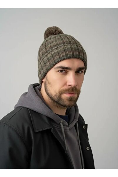 CANMODA Recien Unisex Brown Pompon Knitted Beanie Standard