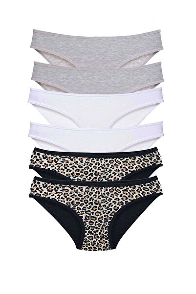 ALFA AKSESUAR 03 6 قطع سراويل داخلية نسائية من الليكرا سهلة الارتداء باللون ا...