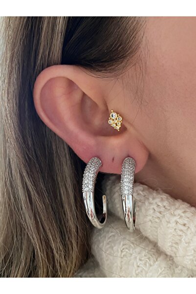 Pinery Jewels C Yarı Zirkon Taşlı Küpe Çifti