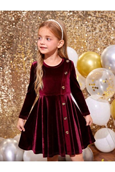 OEM Dress with decorative buttons, for girls 6 years, 116 cm