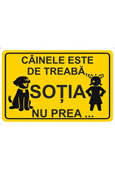 Generic (Unbranded) Semn PVC amuzant: „Câinele e prietenos, soția nu”