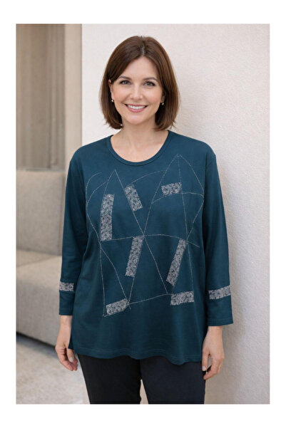 BERNEO Women's Mother Stone Detailed Combed Cotton Sweater