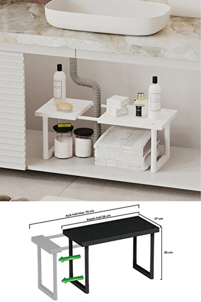 naturelove Ayarlanabilir Genişletilebilir Tezgah Altı Düzenleyici Raf Banyo M...