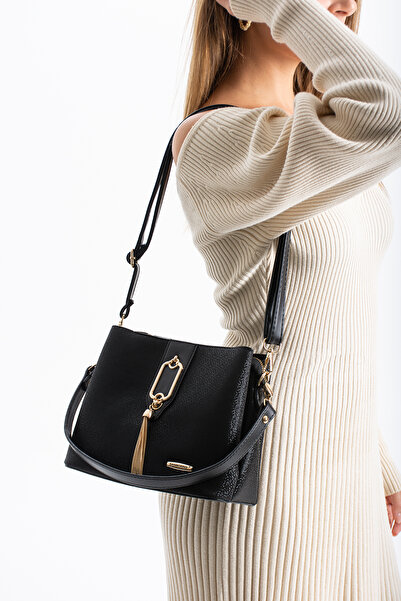 Sanmorris حقيبة كتف بحزام قابل للتعديل مكونة من 3 أقسام، حقيبة كروس