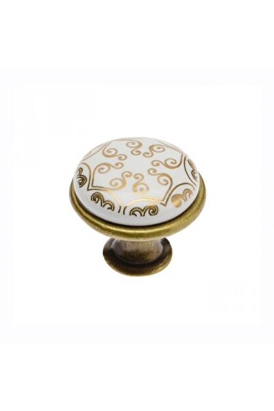 GTV Metal Button - GP 0728 - Antique Porcelain - Orient Gold
