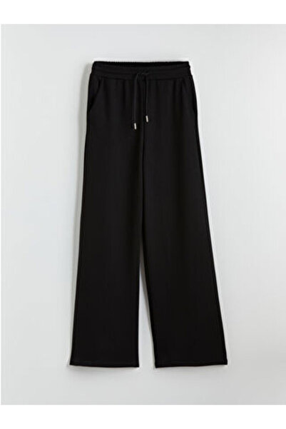 LC Waikiki M1 SEZON Siyah Geniş Paça Soft Touch Kadın Eşofman Altı