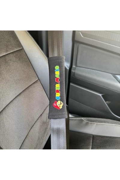 Asel SUPER MARIO Siyah Emniyet Kemeri Pedi 2'li Oto Koltuğu Pedi