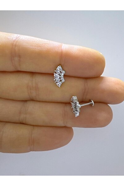 Arescollection 1 adet zirkon taşlı çelik helix tragus lobe conch uyumlu piercing