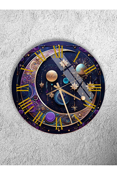Olinpa CEAS DE PERETE DIN STICLA INCASABILĂ, CU MODEL DE GALAXIE ȘI PLANETE, ...