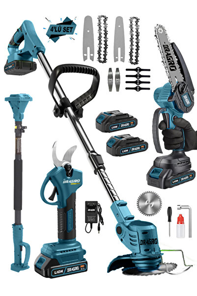 Dragro 4 Lü Bahçe Seti Teleskop Uzatma + Otomatik Yağlı Testere + Dal Kesme M...