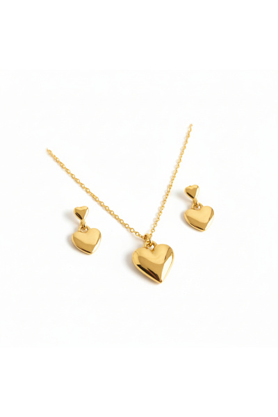 HOBİSY GIFT SHOP طقم أقراط ذهبية بتصميم قلوب بسيطة - مع علبة هدايا خاصة