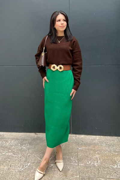 sunfyre Women's New Season Elastic Waist Soft Textured Maxi Knitwear Skirt. S...