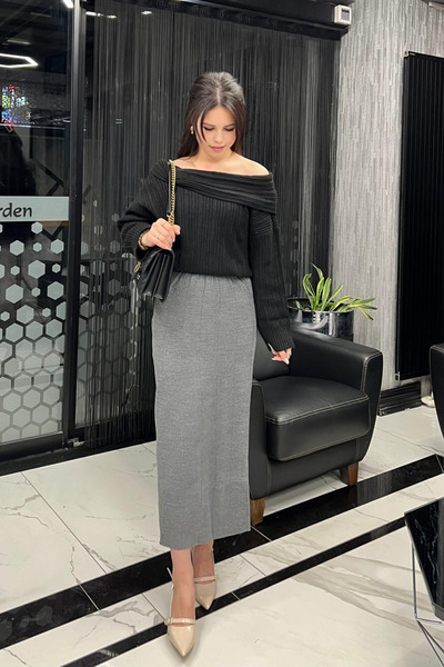 sunfyre Women's New Season Elastic Waist Soft Textured Maxi Knitwear Skirt. S...