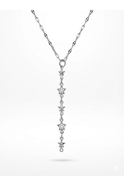 X-Lady Accessories Gümüş Renk Dudak Zincir Yıldız Ye Model Yeni Sezon Çelik K...