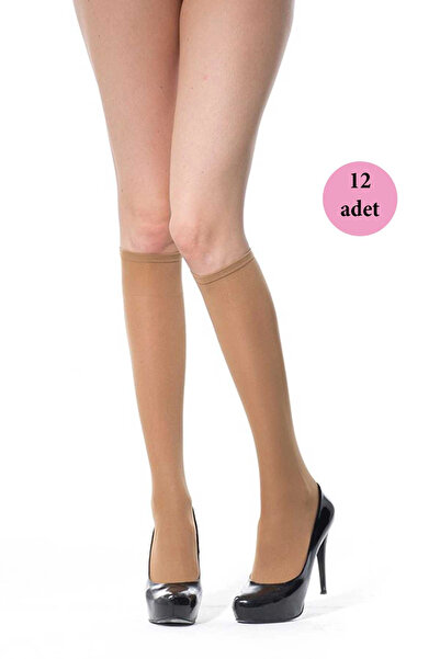 ALFA AKSESUAR 03 12 Pieces Thick Below Knee Socks 70 Denier 57 Skin