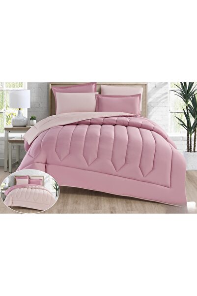 Red Rose Double bed comforter set with a hotel-style design, plain and revers...