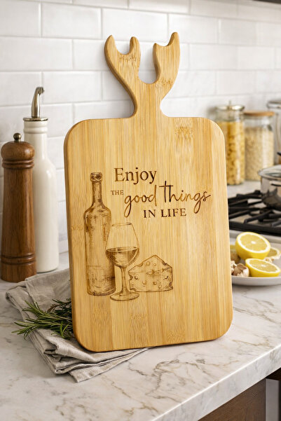 Dormot Home Bambum Engraved Bamboo Cutting and Presentation Board with Deer F...