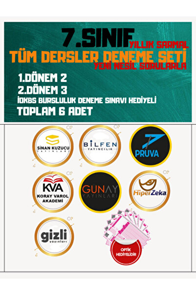 Fenomen Yayıncılık 7. Sınıf Tüm Dersler Deneme Seti 6 Adet (İOKİBS Deneme Hed...