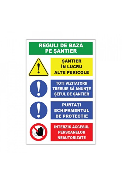 Generic (Unbranded) Indicator cu reguli de siguranță pe șantier - PVC 60x90 cm