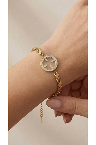 LOREZIA Kadın Gold Renk Paslanmaz Kararmaz Çelik Arpa Bileklik – Çeyrek Altın...