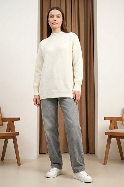 MODAQU Half Turtleneck Soft Knit Sweater - Cream