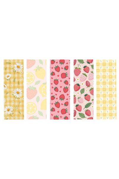 5’li Kitap Ayracı Çilek/ Limon/ Pötikare /Pembe/ Sarı /Pastel Cute seri