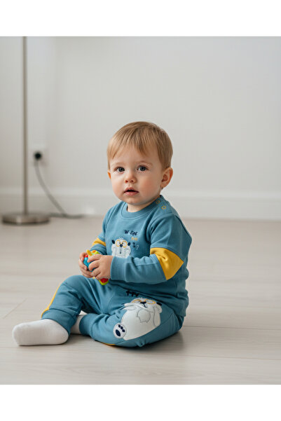 Çarşı Kids Yumuşak Dokulu Omuzdan Çıtçıtlı Erkek Bebek Takımı