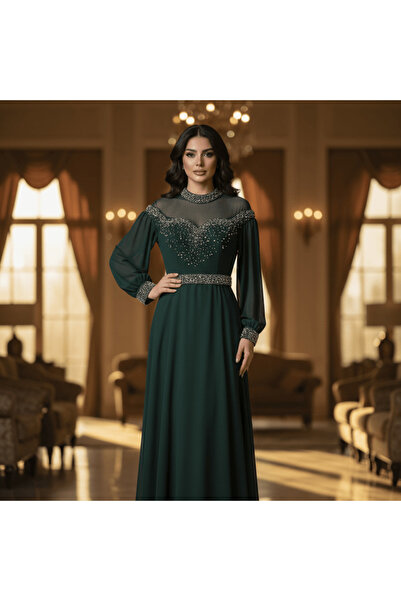 alqarat "Evening Star" Embellished Chiffon Gown