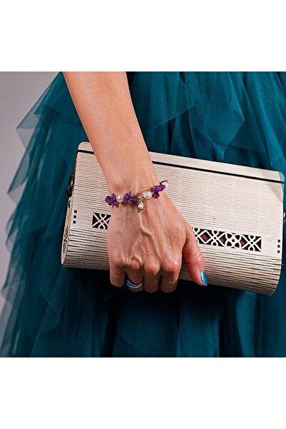 Ezera Brățară de prietenie Camille din așchii de ametist și perle