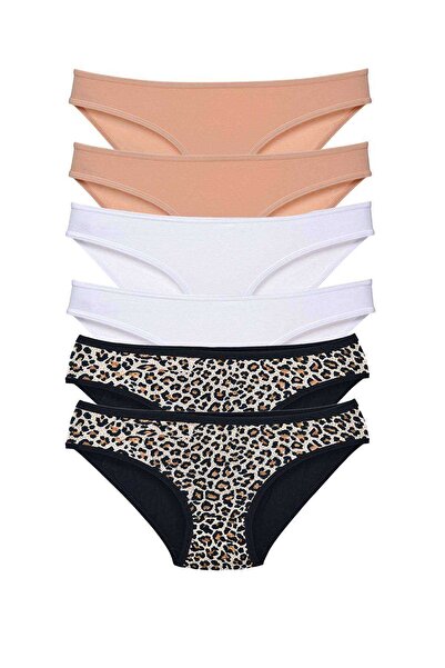 Mestore 6 قطع سراويل داخلية نسائية من الليكرا سهلة الارتداء باللون الأبيض