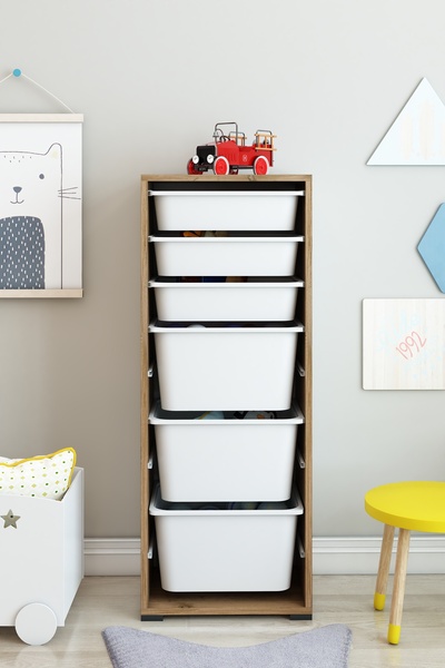 DEKOZUM KİDS 6 Sepetli Oyuncak Dolabı Oyuncak Box Oyuncak Saklama Kutusu