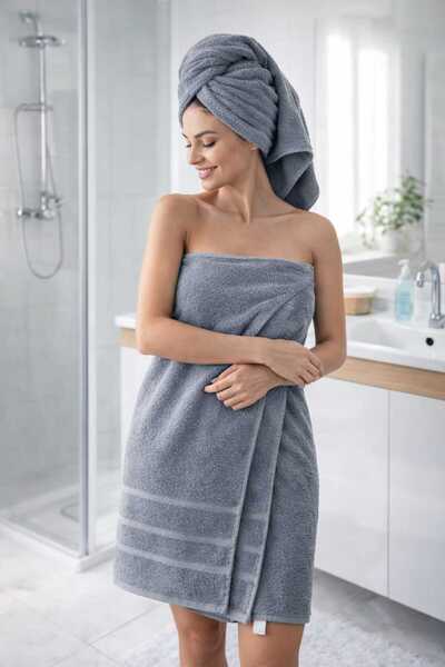 altınterim avm منشفة حمام 95×140 سم، 2 منشفة للرأس