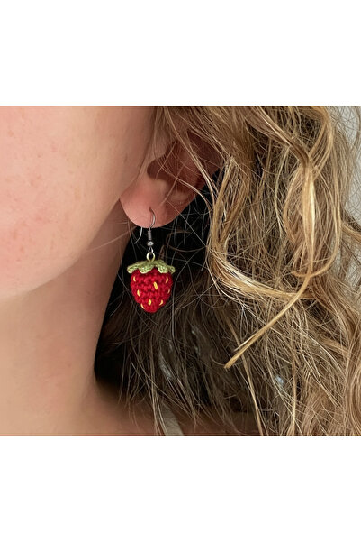 Velora Pinza 4 Pairs of Hand Knitted Strawberry Earrings