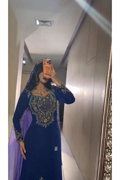 NALA FASHION ✨ A luxurious blue embroidered royal jalabiya ✨