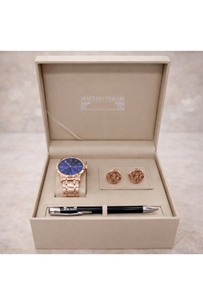 velve Σετ pentru barbati trei piese, Matteo Ferari, cutie eleganta cu ceas, b...