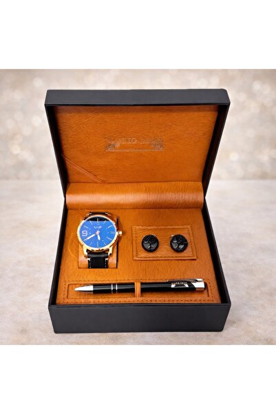 velve Three-piece men's set, Matteo, elegant box with watch, cufflinks and me...