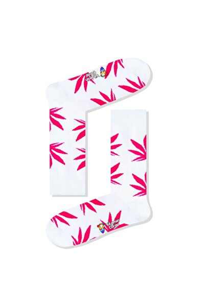 Limmon Store Leaf White Fuchsia Colored Socks