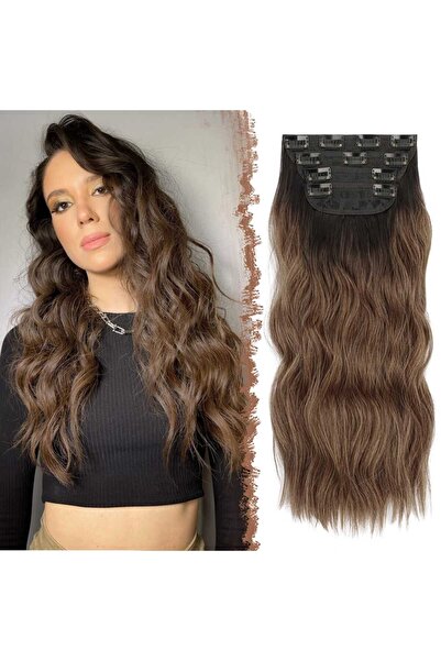 animis beauty Hair extensions Light Chocolate Brown, wavy hair, 55 cm, synthe...