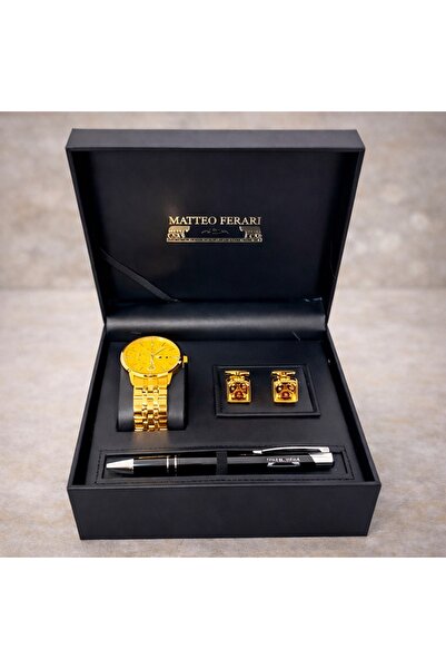 velve Σετ pentru barbati trei piese, Matteo Ferari, cutie eleganta cu ceas, b...