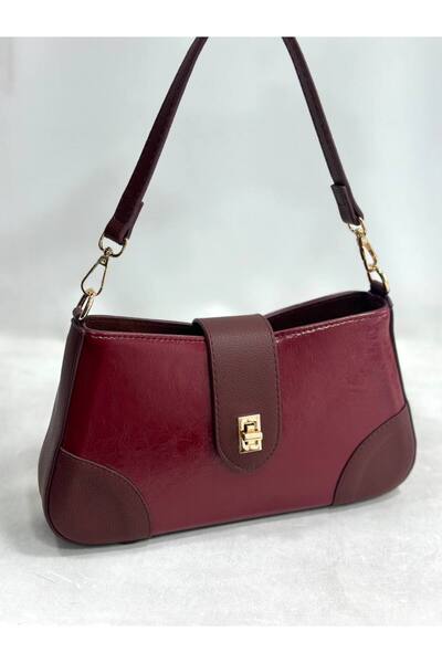 çkn sedat çakan çanta & fular & aksesuar Soft Patent Leather Baguette Style W...